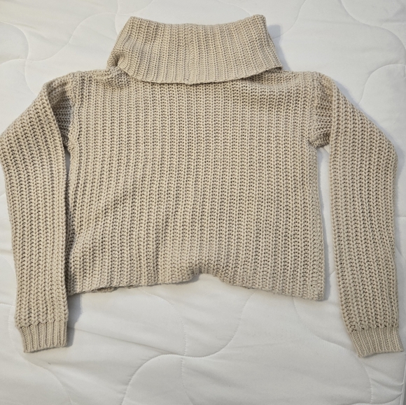 Derek Heart Taupe Knit Turtleneck Cropped Sweater - Picture 1 of 6